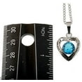 thumbnail image 3 of Stainless Steel Light Blue Glass Crystal Mother and Son Heart Pendant, 3 of 4