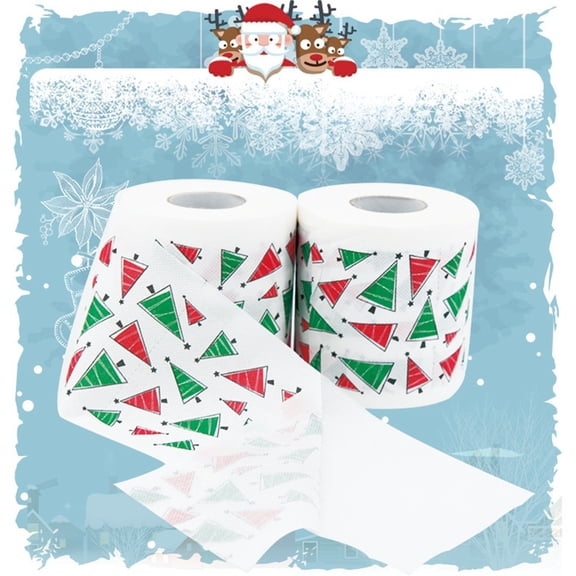 Santa Claus Toilet Paper Rolls - 4 Pack Christmas Printed Facial Tissue for Holiday Parties, Fun Novelty Gift & Christmas Decorations