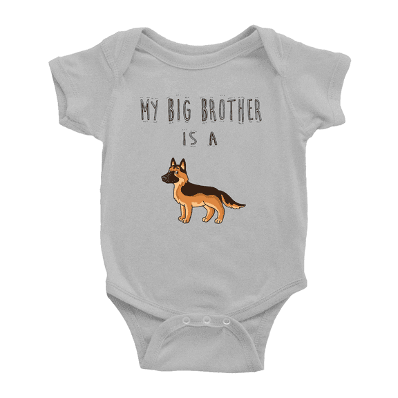 My Big Brother Is A German Shepherd Dog Funny Baby Short Sleeve Bodysuit Newborn-24 Months