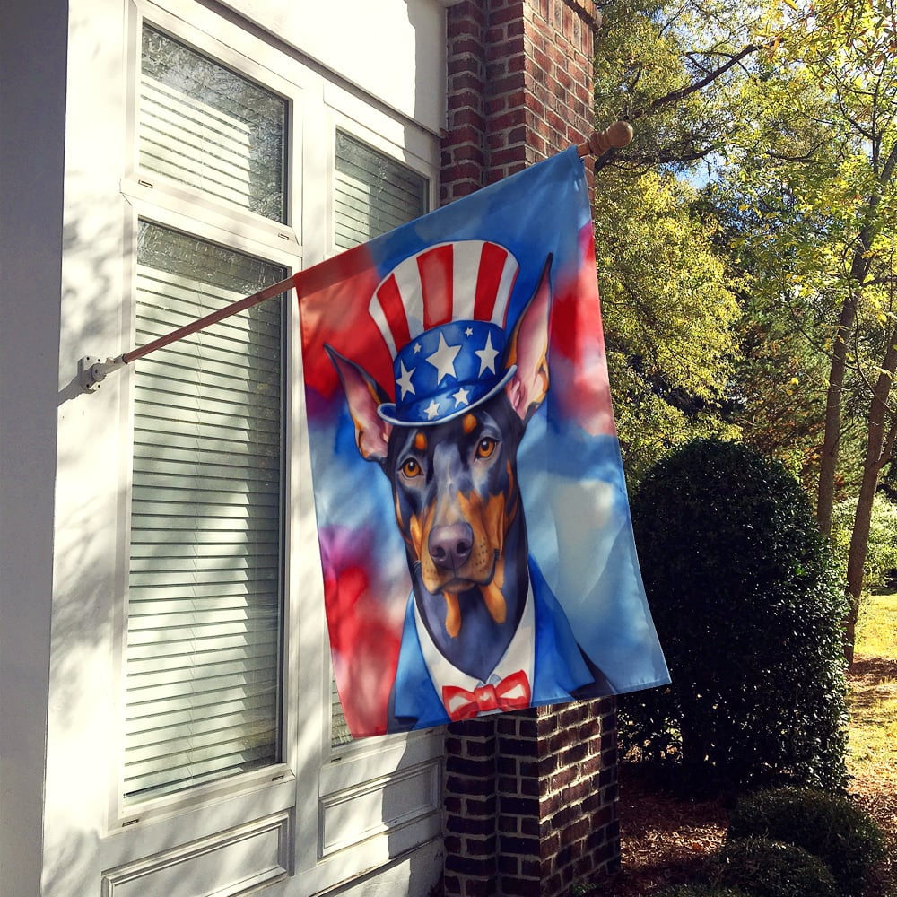 Doberman Pinscher Patriotic American House Flag 28 in x 40 in