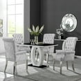 thumbnail image 3 of Foredo Upholstered Dining Chairs with Arms, Modern  Dining Chairs with Metal Legs and Button Tufted Back, Velvet Light Gray, 3 of 8