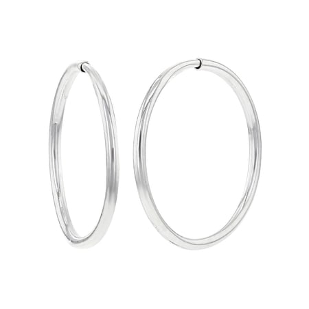 hoop thin earrings silver endless plated plain