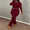 Burgundy, variant on Women's Round Neck All-Over Print Casual Matching Set - Comfortable and Stylish Women's Clothing