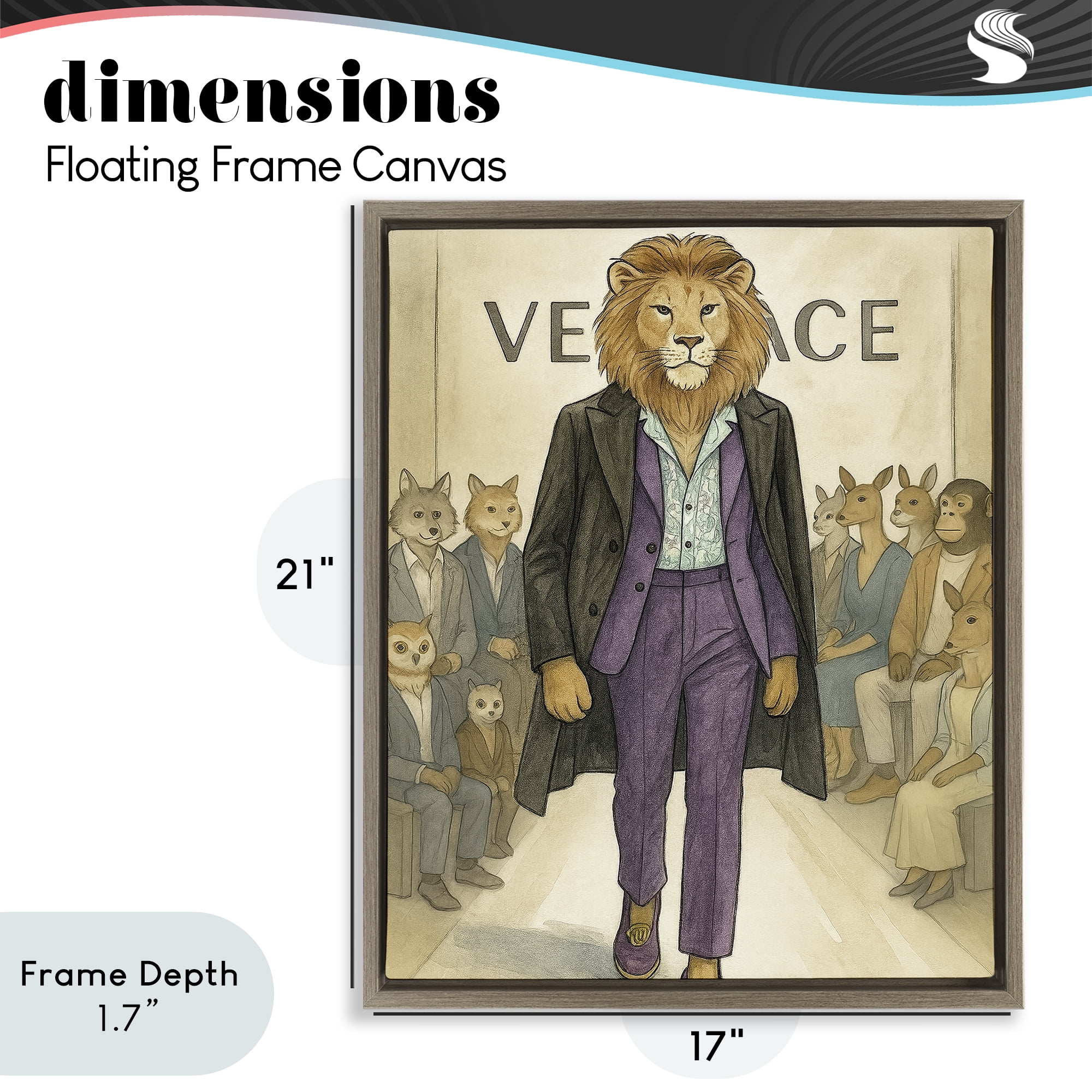 Stupell Industries Fashion Runway Lion Brown Framed Floater Canvas Wall Art, design by Grotto Studios