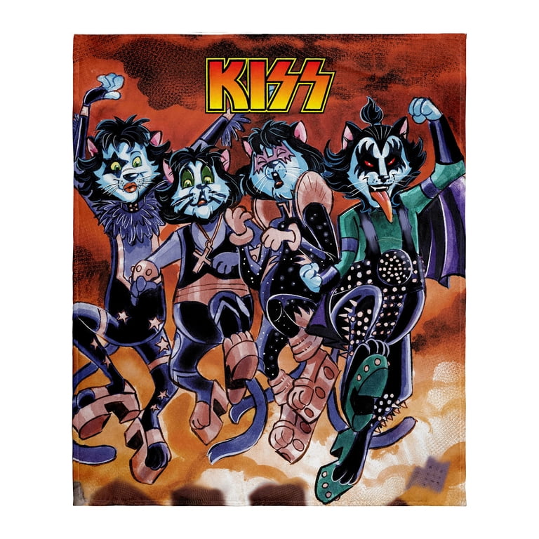 Free Shipping! KISS Blanket KISS Destroyer Kitty Cats Music Band