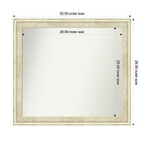 Amanti Art Custom Wall and Bathroom Mirror (29.5 x 32.5 in.), Country White Wash Frame