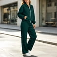 thumbnail image 5 of Jerdar Womens 2 Piece Sweat Sets Collared Zip Jacket Wide Leg Sweatpants Oversized Side Pockets Spring Fall Airport Travel Outfits XL, 5 of 9
