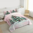 thumbnail image 3 of Homewish Bowknot Christmas Tree Bedding Comforter Set for Teens, Winter Snowflake Twin Comforter Sets, Pink Oil Printing Reversible Bedding Set, Breathable Home Decor, 2-Piece, 3 of 8