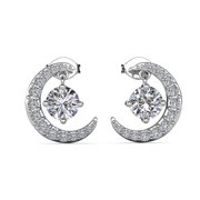 Cate & Chloe Luna April Birthstone 18k White Gold Plated Women Stud Earrings, Swarovski Crystals