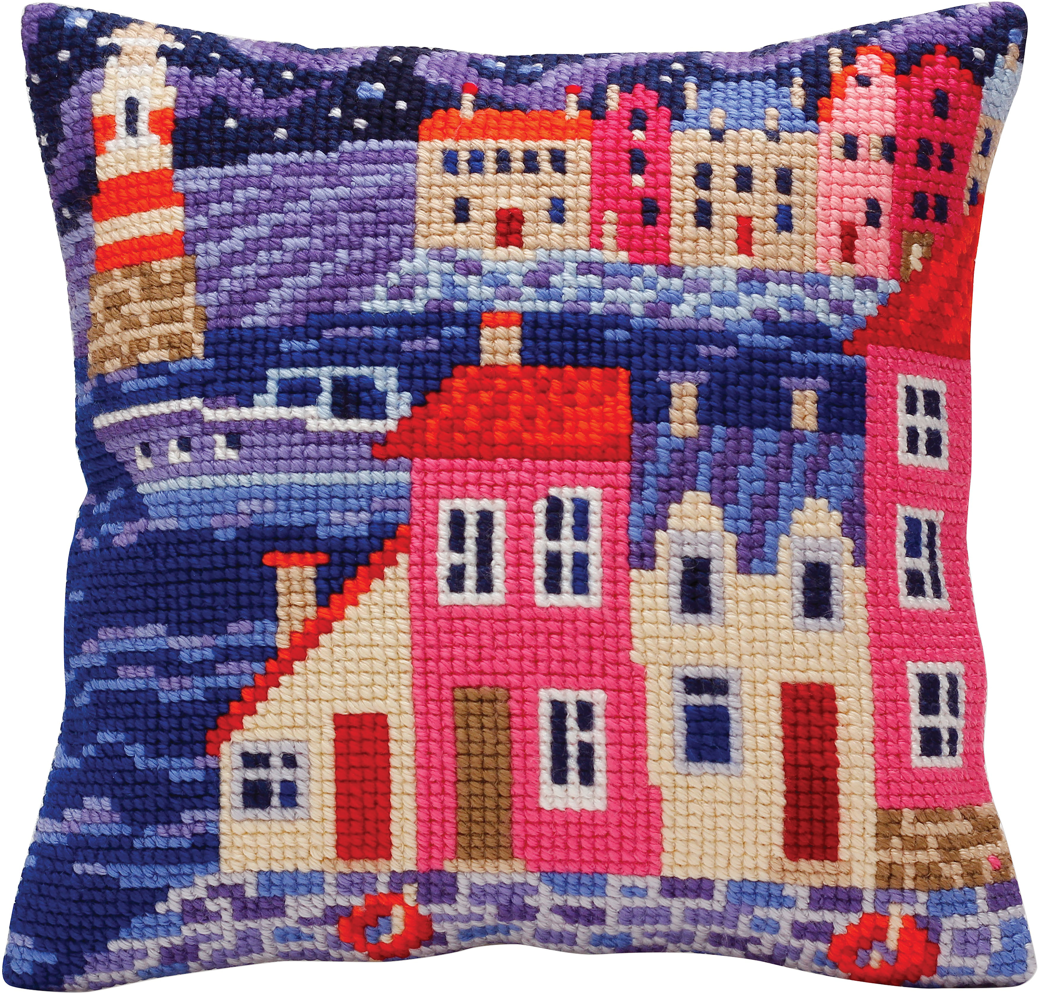 Collection D'Art Stamped Needlepoint Cushion Kit 40X40cm-Night Harbor 2 ...
