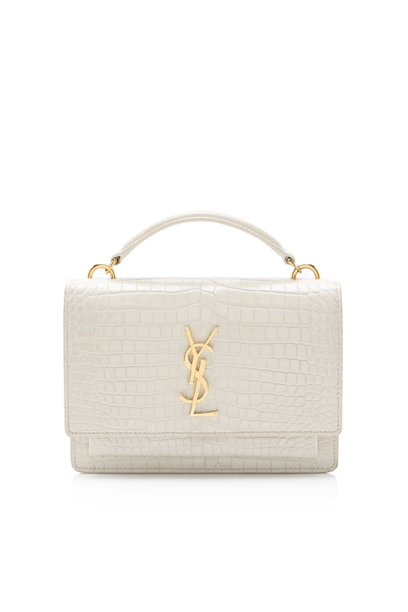 Pre-Owned Saint Laurent Croc Embossed Leather Monogram Sunset Chain Wallet