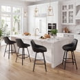 thumbnail image 6 of Zesthouse 25.6" Swivel Counter Height Bar Stools Set of 2, Modern Counter Height Chairs with Backs and Metal Legs, Upholstered Faux Leather Barstools for Kitchen Island, Black, 6 of 10