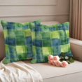 thumbnail image 2 of Blue Green Plaids Pillow Covers 2 Pack Geometric Watercolor Grids Pillowcase Waterproof Outdoor Throw Pillow Cover for Patio Garden Square Cushion 16”x16”, 2 of 9