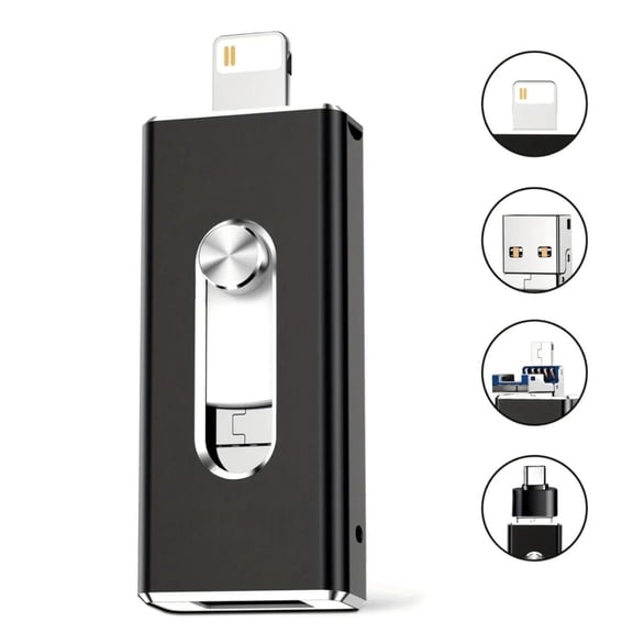 256GB USB 3.0 Flash Drive for iPhone3-In-1 USB External Storage Thumb Drive OTG Pendrive Android Phone and Computer-Black