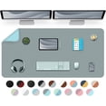 thumbnail image 1 of SHIQI-Dual-Sided Desk Mat, Large Desk Pad, Waterproof Smooth PU Leather Desk Blotter Protector Mouse Pad, Desk Organizers, Office/Home Table Decor for Reading and Writing (Grey+Light Blue, 47.2''×23., 1 of 4