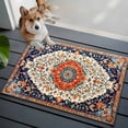 thumbnail image 3 of 2x3 Ft Entryway Area Rug, Orange Blue Boho Kitchen Rug Runner Washable Floor Mat, Vintage Ethnic Geometric Abstract Non Slip Indoor Door Mat Throw Carpet for Bathroom Living Room Bedroom, 3 of 8