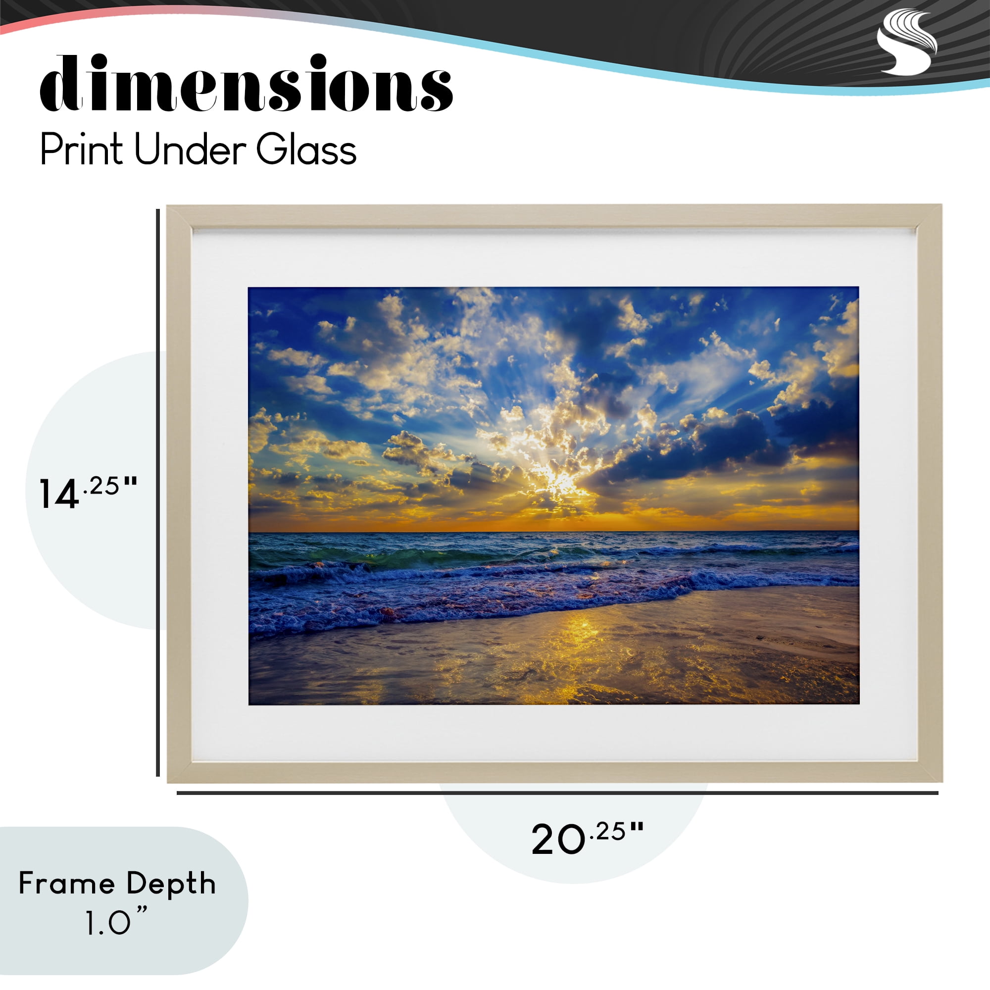 Stupell Industries Golden Blue Sun Ray On Beach Birch Framed Print Under Glass, design by Eszra Tanner