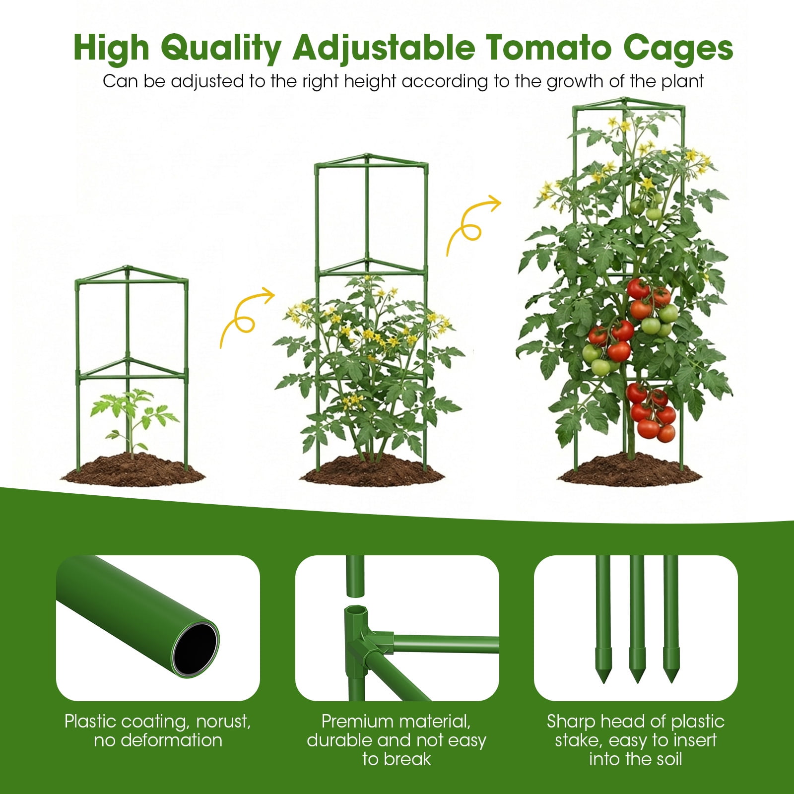 Tomato Cage, 3Pack 50inch Tall Tomato Trellis Triangle Tomato Cages for Garden Climbing Plants, Raised Garden Bed Plant Support Stakes for Garden,Pots, Plant Cages & Supports