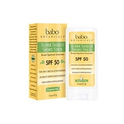 Babo Botanicals Super Shield Zinc Sport Stick Sunscreen SPF 50 with Soothing Organic Ingredients, Non-Nano, Fragrance Free, for Baby, Kids or Sensitive Skin, Yellow, Unscented, 0.6 Ounce