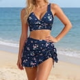 thumbnail image 2 of UJNDER Swimsuit for Women Floral Print Tankini Two Piece Set with Skirt and High Waist Swim Bottoms Bathing Suits for Women Navy_003 XXL, 2 of 4