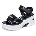 thumbnail image 1 of Zmoon Summer Wedge Solid Color Velcro Fish Mouth Waterproof Platform Breathable Large Size Women's Sandals, 1 of 6