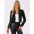 thumbnail image 4 of DARING DIVA Sequin Crop Long Sleeve Open Front Sparkle Glitter Blazer XS Black, 4 of 6