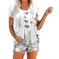 thumbnail image 4 of ICHUANYI Clearance Ruched Round Neck Blouse Tees For Women Printing Loose Short Sleeve Tops Summer Classic T-Shirt(White, XL) ICHUANYI WER2023081004886, 4 of 6