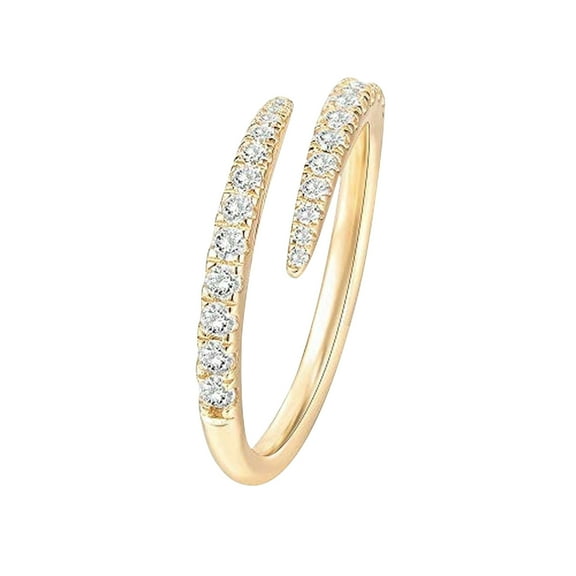 Guodhu Gold Plated Cubic Zirconia Open Eternity Wedding Engagement Band Rings for Women Dainty and Simple Promise Anniversary Ring Jewelry Gift for Women Wife Mom