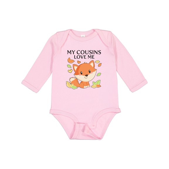 Inktastic My Cousins Love Me- Little Fox Boys or Girls Long Sleeve Baby Bodysuit