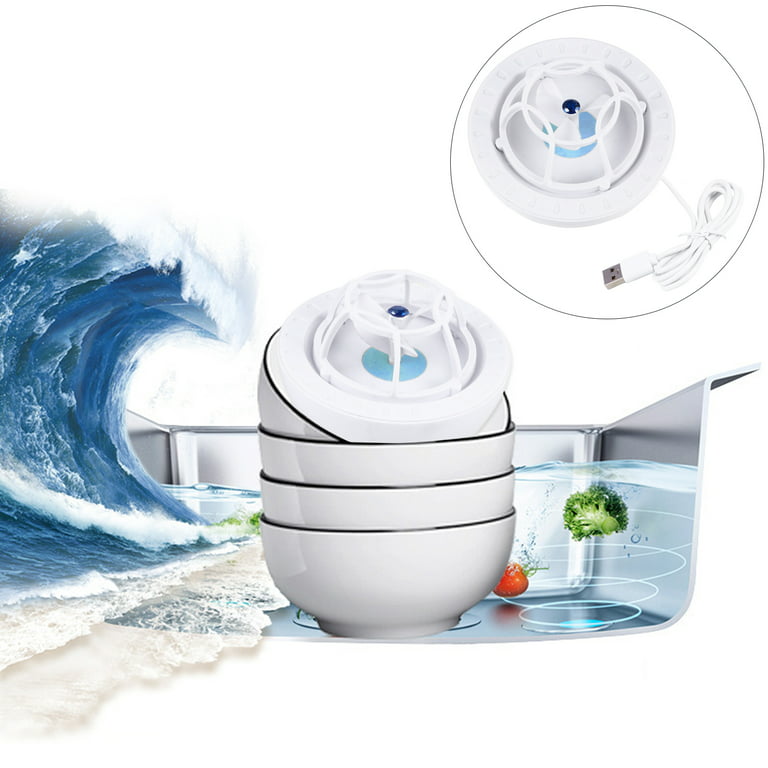 Frcolor Portable Small Dishwasher Travel USB Ultrasonic Turbine Dish Washing Machine, Size: 3.94 x 3.94 x 2.76