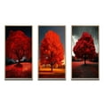 thumbnail image 2 of Designart « Majestueux Arbre Rouge Capturé en Photographie de Nature » Arbres de Paysage Ensemble d'Art Mural Encadré de 3 - Ensemble de Cadres Arbres Rouges pour Déco de Bureau, 2 of 6