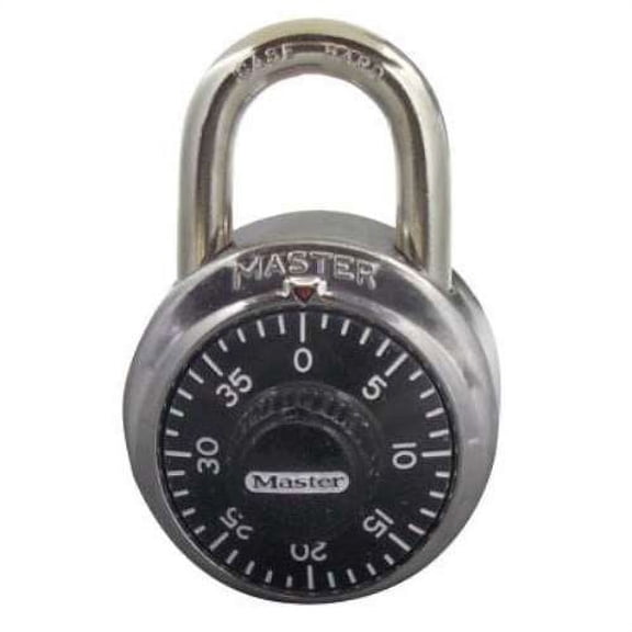 Master Lock Combination Padlock, Front, Black/Silver 1500LH