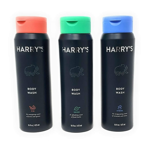 Harry's Body Wash Collection Shiso, Stone and Fig Scent 3Bottles 16 Oz