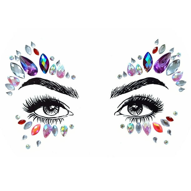 Tatuajes temporales para hombres, mujeres y adultos, con diamantes de imitación acrílicos, cristales y lentejuelas.