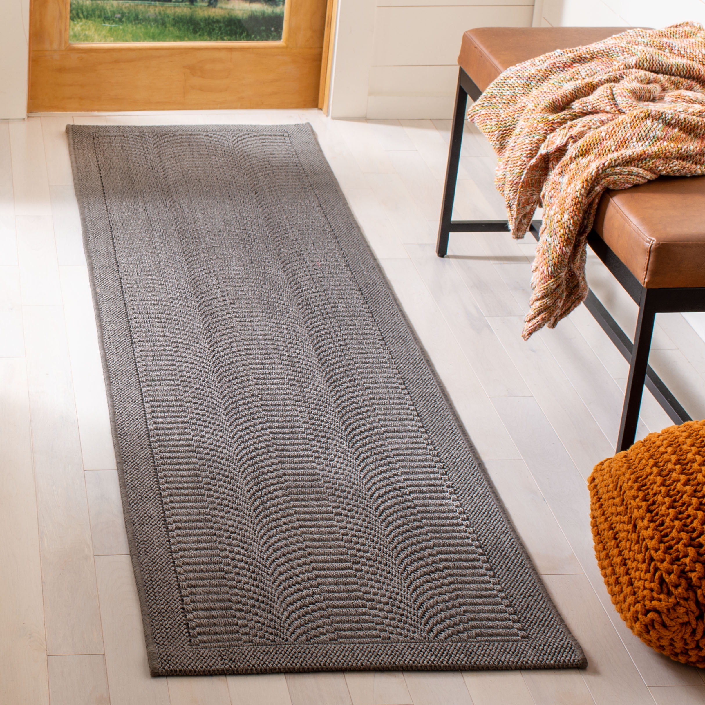 SAFAVIEH Palm Beach Candyce Geometric Runner Rug, Ash, 2' x 8'