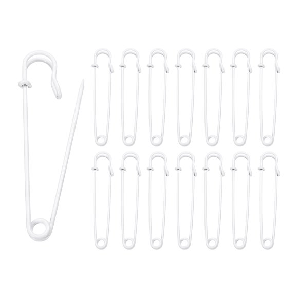 Uxcell 30pcs Safety Pins 100mm Baked Paint Large Safety Pin for Clothes, White