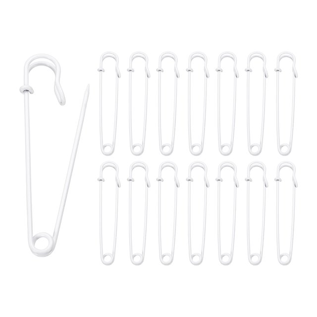 Uxcell 30pcs Safety Pins 100mm Baked Paint Large Safety Pin for Clothes, White