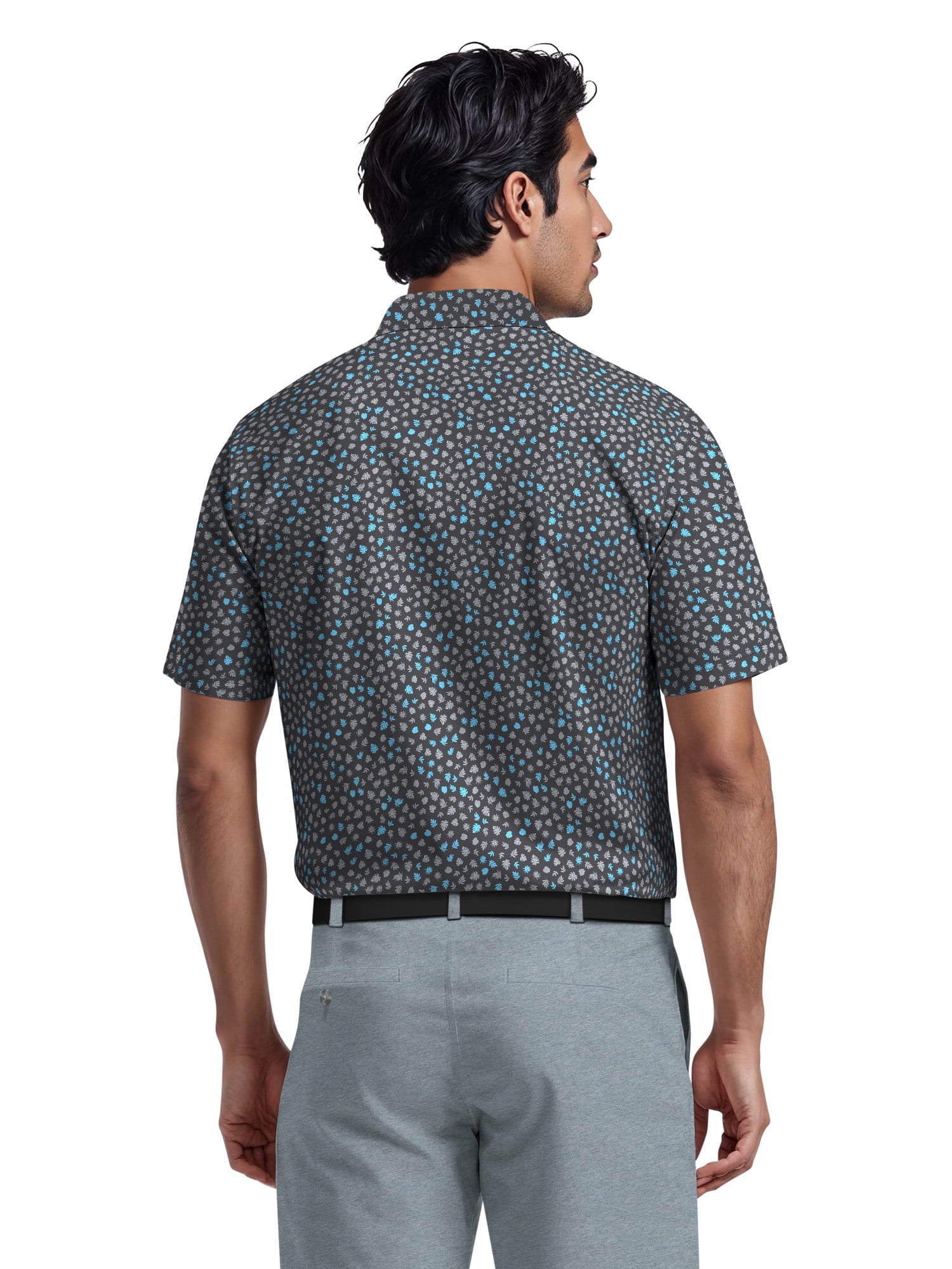 Ben Hogan Men's & Big Men's Performance Micro Fall Leaf Short Sleeve Golf Polo Shirt, Sizes S-5XL