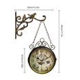 thumbnail image 2 of Reloj de pared retro de doble cara de hierro forjado, dos caras, reloj de pared antiguo, reloj colgante, reloj que no hace tictac, marrón, 8 pulgadas, 2 of 5