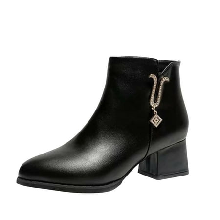 

fvwitlyh Ankle Boots for Women Chunky Heel Platform Boots for Women Fashionable Autum Winter Women Ankle Boots Chunky Heel Middle S Boots for Women