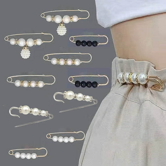 Naturegr Flower Shape Anti-Exposure Women Brooch Pin Shining Rhinestone Faux Pearls Safety Pin Costume Accessories