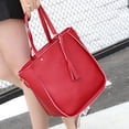 thumbnail image 6 of Mwjwdo Women's Vintage Oil Wax Leather 4-Piece Tote Bag Set, Solid Color Top Handle Satchel Crossbody Handbags for Daily Commute Red, 6 of 9