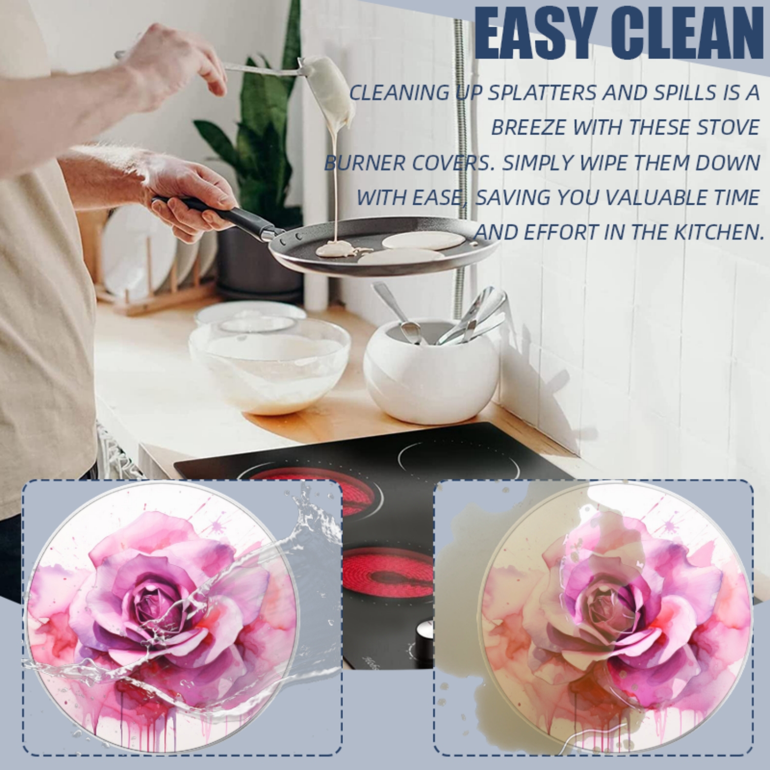 Gas Stove Burner Cover,White Electric Stove Top Protector,Easy to