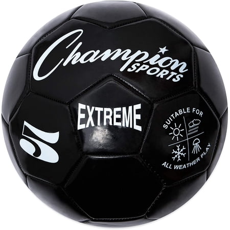 Champion Sports Extreme Series Soccer Ball Size 5 - Collegiate Professional and League Standard Kick Balls - All Weather Soft Touch Maximum Air Retention - For Adults Teenagers Black