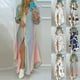 thumbnail image 2 of Vestido largo de mujer con estampado de rayas y botones maxi vestido, 2 of 4
