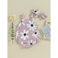 thumbnail image 4 of Bslissey Infant Baby Girls Summer Cute Overalls Sleeveless Floral Print Tank Romper Sweet Square Neck Bodysuit with Headband 3M 6M 9M 12M Newborn Casual Daily Clothes, 4 of 8