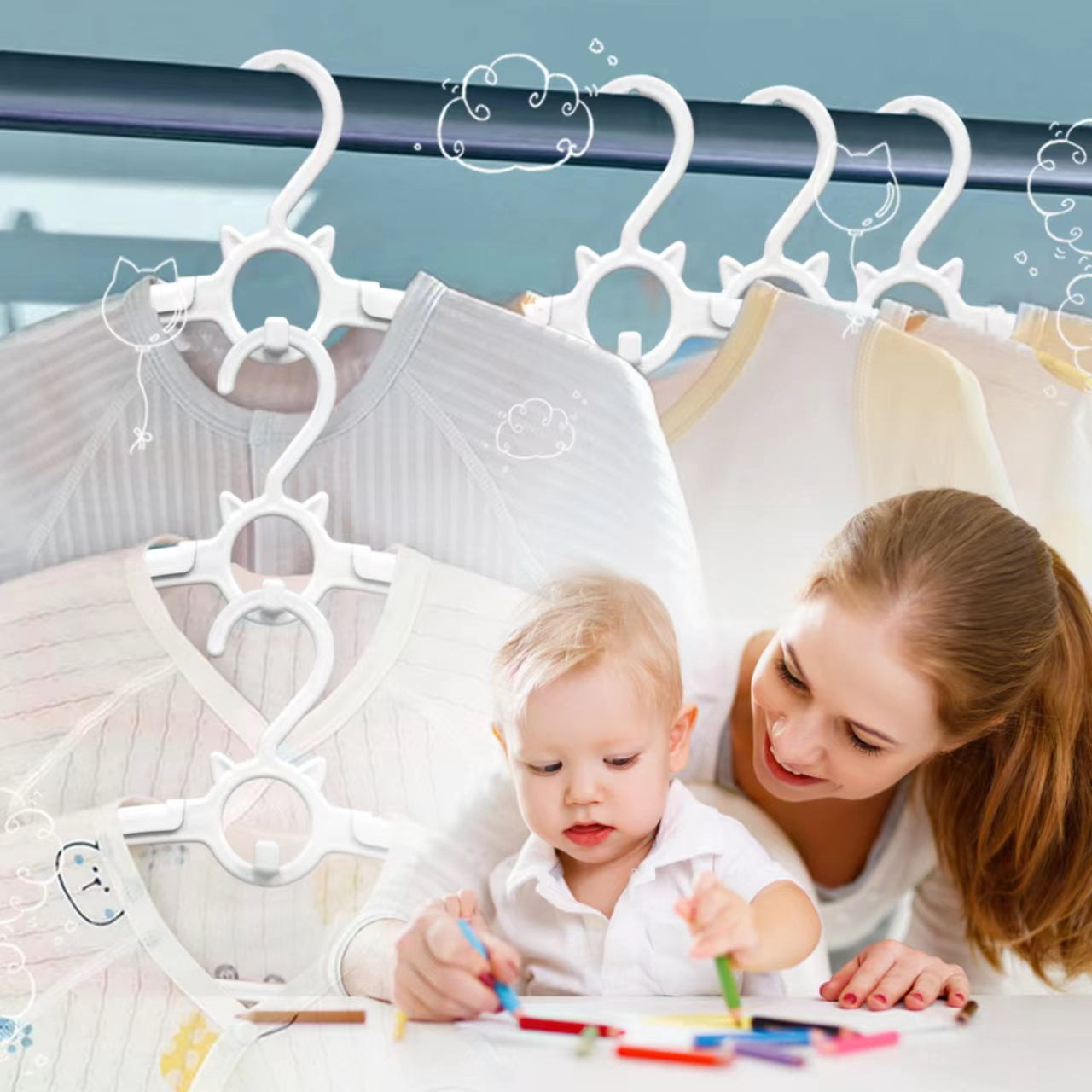 Funamily Baby Hangers for Nursery Closet 40 Pack, 11"-14.6" Child Clothes for Boy Girl  (White)