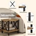 thumbnail image 4 of Large End Table Farmhouse Side Table Industrial Style Sofa Table Coffee Table Metal X Accent Wood End Table NightStand with Storage Shelf for Living Room Bedroom MLBZ16R, 4 of 8
