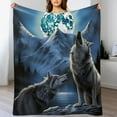 thumbnail image 3 of Jiayy  II Howling Wolf Blanket for Bed,  Wolf Throw Blanket for Men, Women and Kids - Super Soft Plush Wolf Blanket Throw Blanket, 3 of 6