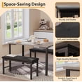 thumbnail image 4 of 3 - piece dining mesa set para 4 con 2 forrado benches: space - saving dining room set para breakfast nook y small spaces in gris, 4 of 8